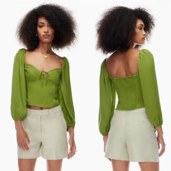 NWT Wilfred Aritzia Novella Succulent Green Long Sleeve Blouse Womens Medium